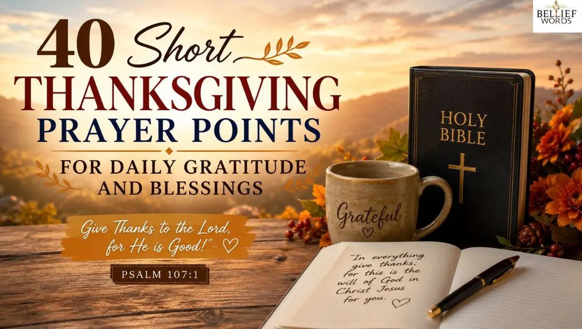 40 Short Thanksgiving Prayer Points for Daily Gratitude and Blessings